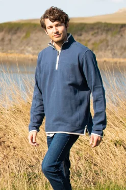 Brakeburn 1/4 Zip Pique Sweat Blue Discount