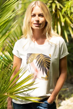 Brakeburn Abstract Palms Tee Khaki Hot