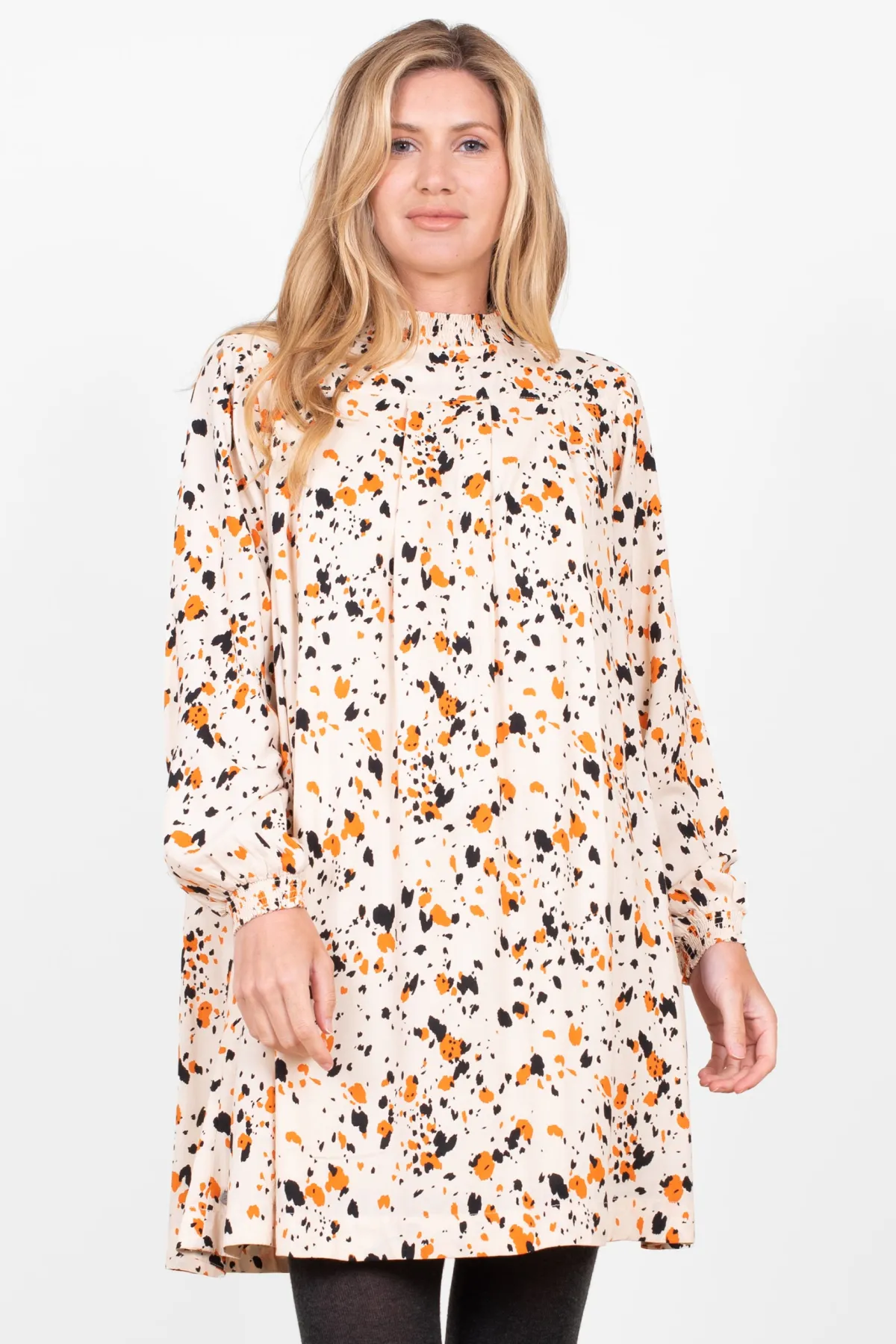 Brakeburn Abstract Pleat Dress Cream Fashion