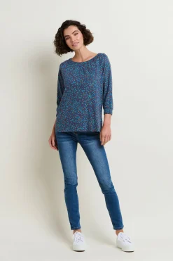 Brakeburn Abstract Spot 3 Quarter Tee Blue Hot