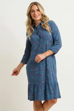 Brakeburn Abstract Spot Shirt Dress Blue Flash Sale