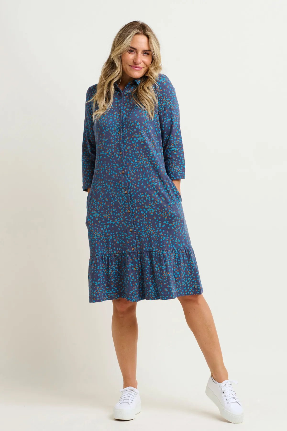 Brakeburn Abstract Spot Shirt Dress Blue Flash Sale