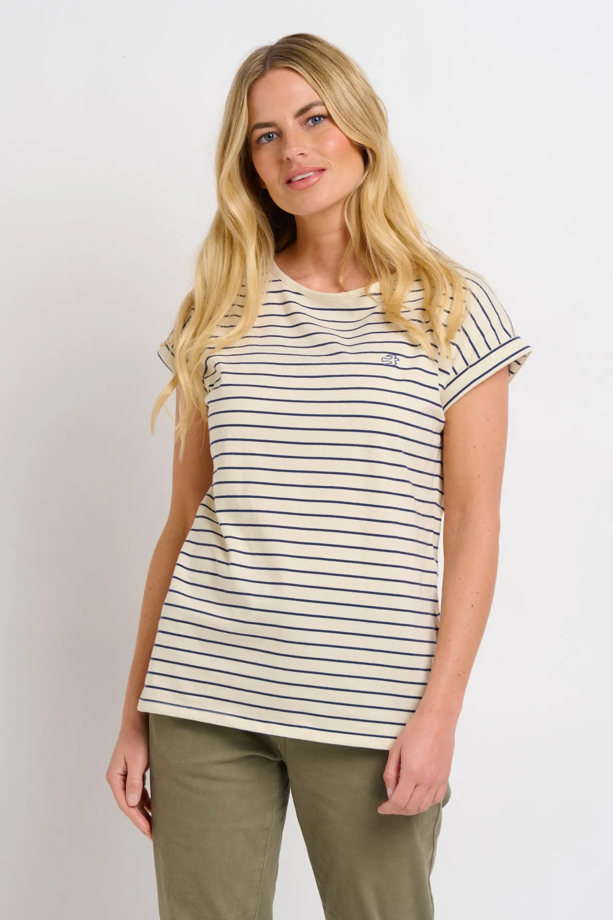 Brakeburn Amelia Stripe Tee Cream Flash Sale