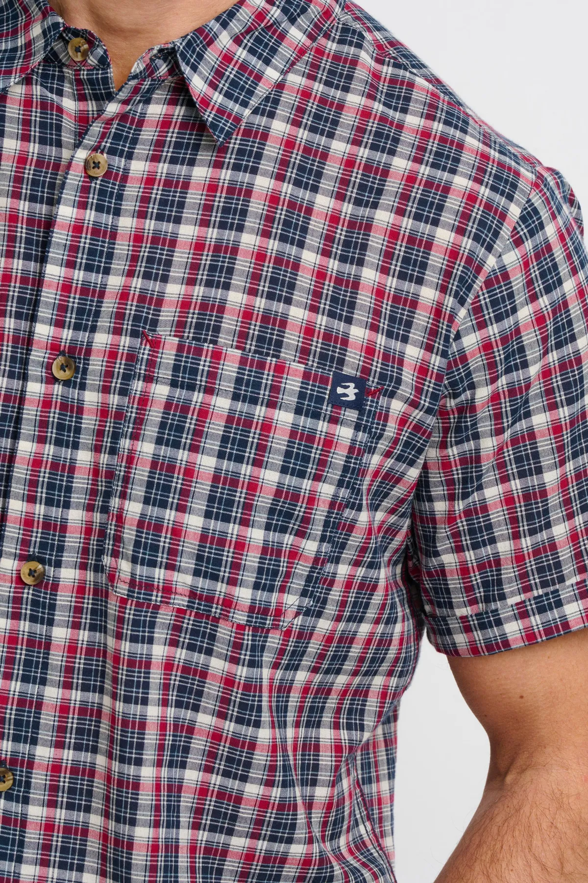 Brakeburn And Red Checked Shirt Navy New