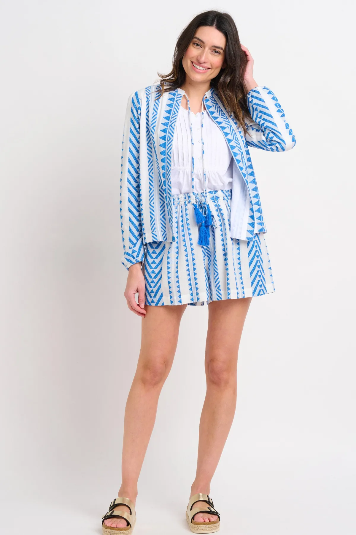 Brakeburn Aria Embroidered Shorts Blue Hot