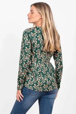 Brakeburn Autumn Breeze Peplum Long Sleeve T-Shirt Green Best Sale