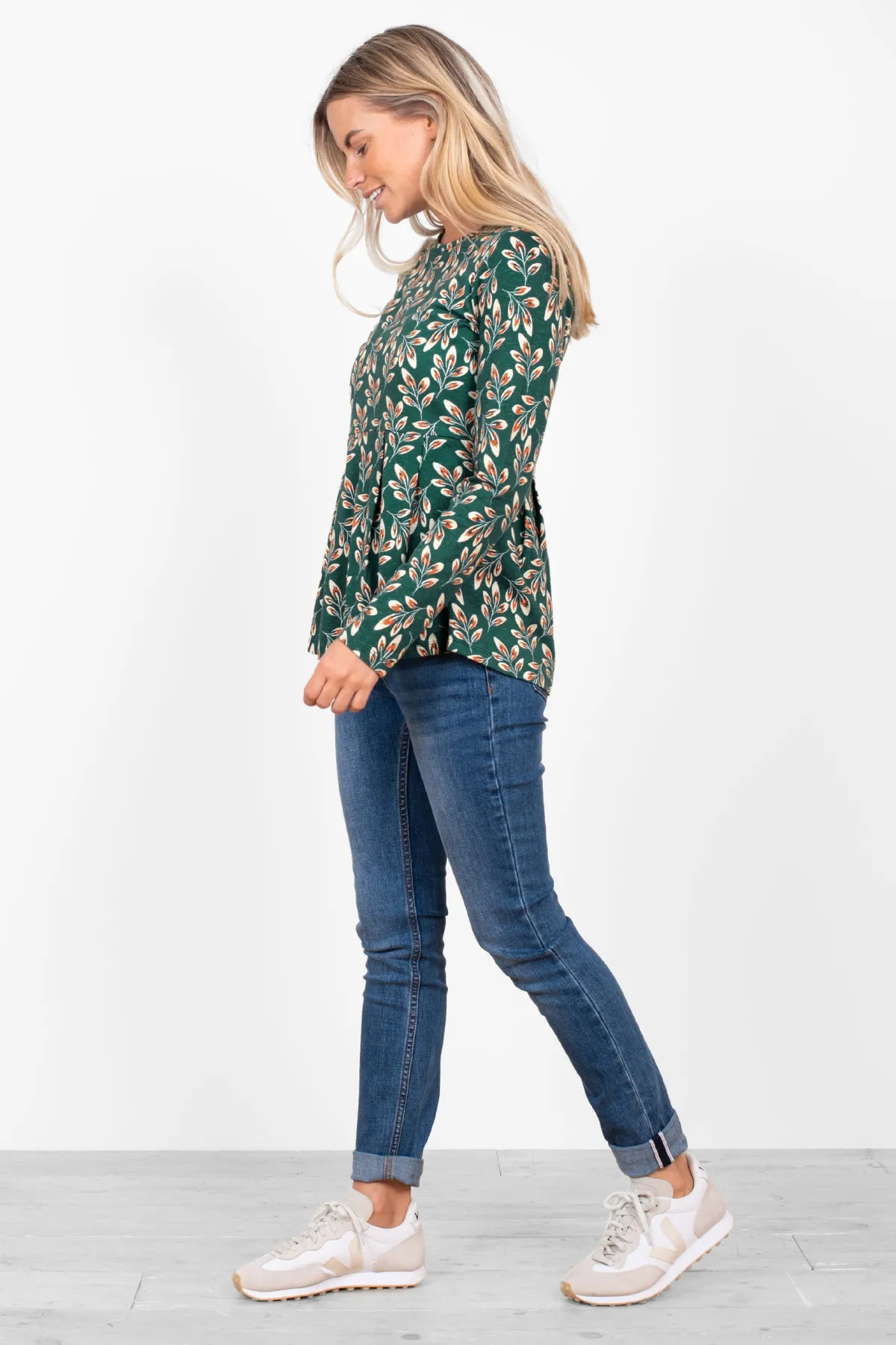 Brakeburn Autumn Breeze Peplum Long Sleeve T-Shirt Green Best Sale