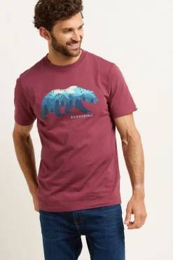 Brakeburn Bear Tee Burgundy New