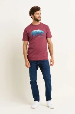 Brakeburn Bear Tee Burgundy New