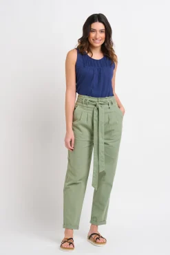 Brakeburn Belted Pleat Front Trousers Khaki Clearance