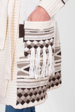 Brakeburn Blanket Belted Knitted Cardigan Cream Flash Sale