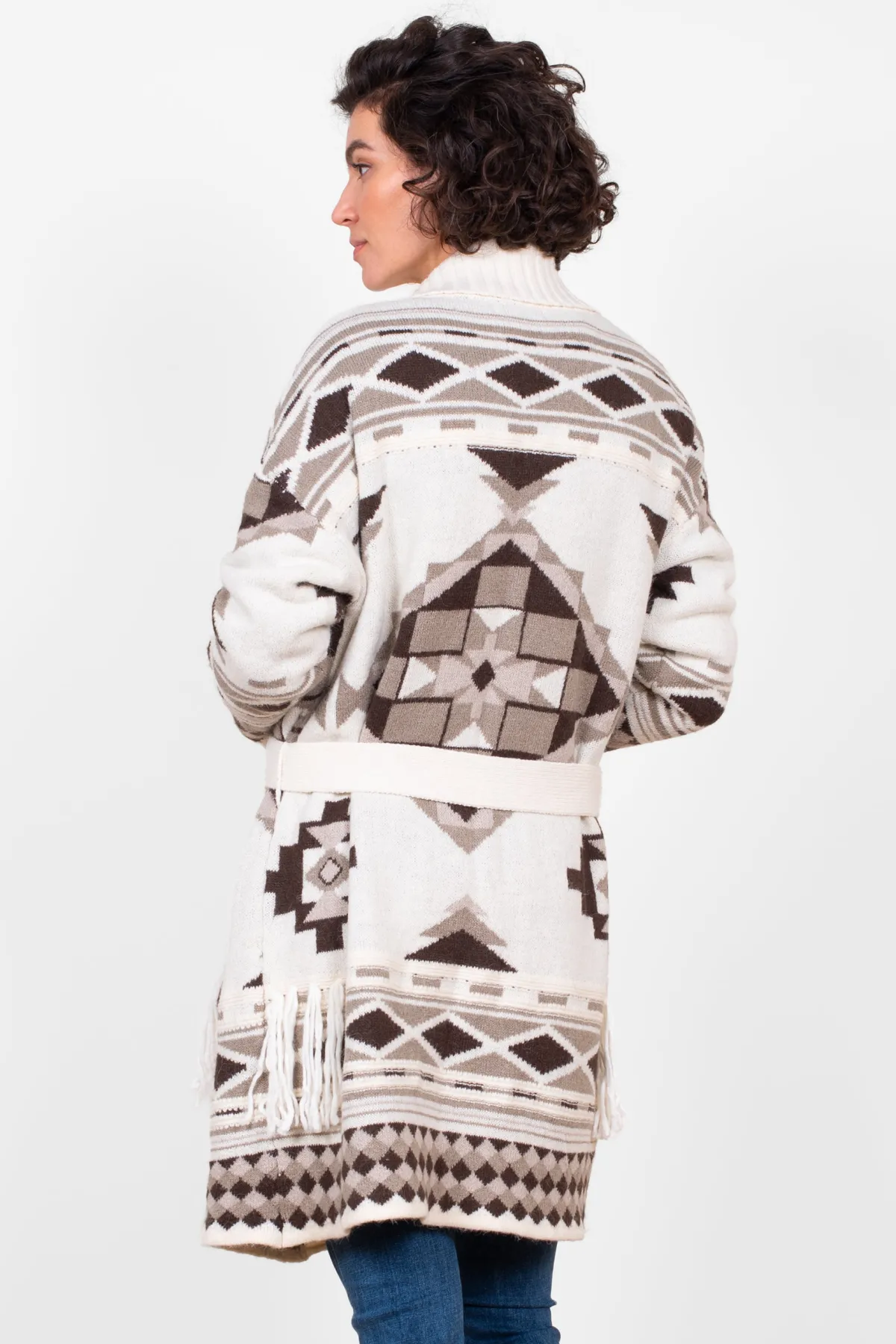 Brakeburn Blanket Belted Knitted Cardigan Cream Flash Sale