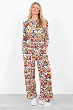 Brakeburn Bloom Floral Jumpsuit Cream Clearance