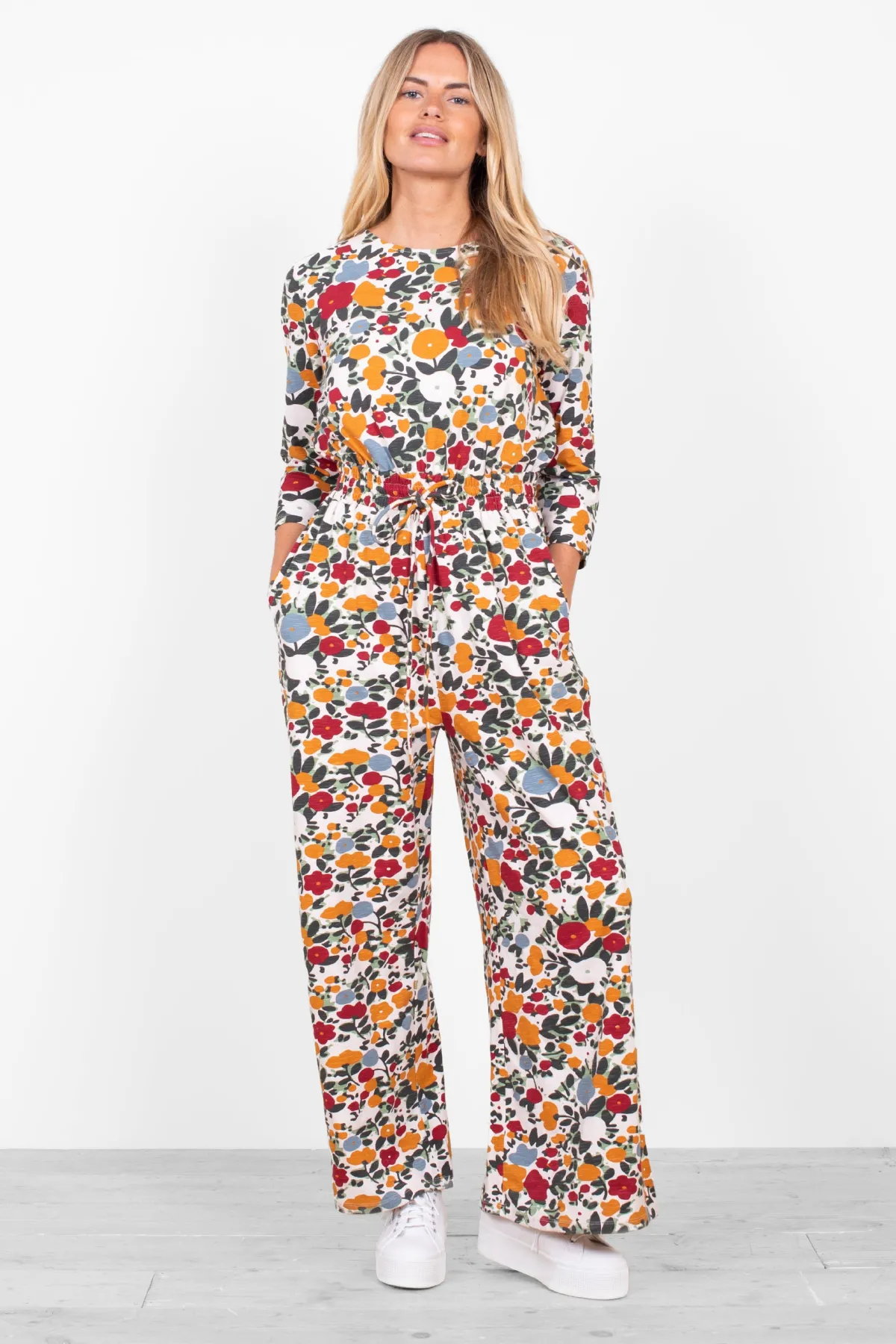 Brakeburn Bloom Floral Jumpsuit Cream Sale