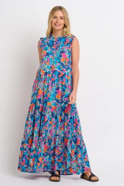 Brakeburn Bloom Floral Maxi Dress Blue Discount