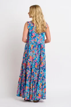 Brakeburn Bloom Floral Maxi Dress Blue Discount