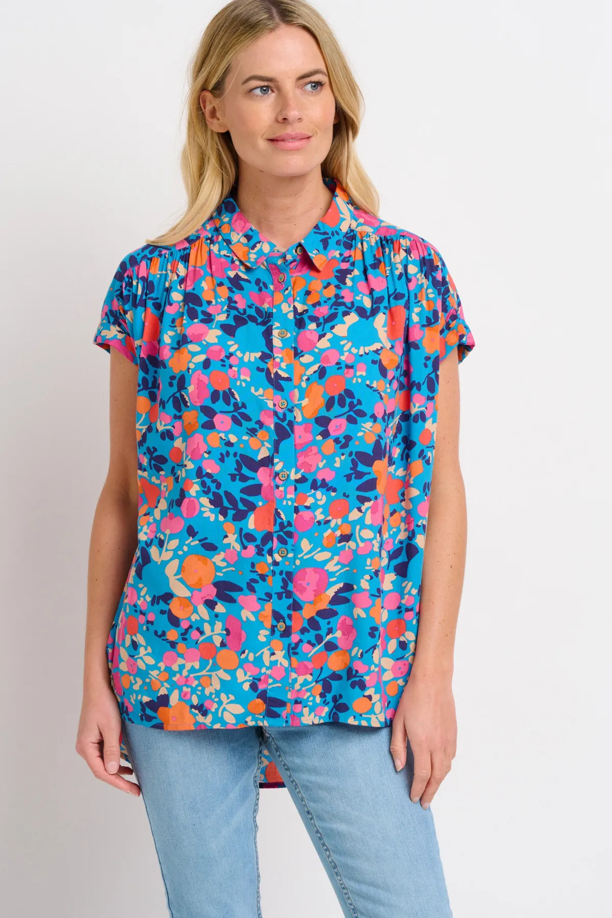 Brakeburn Bloom Floral Shirt Blue Flash Sale