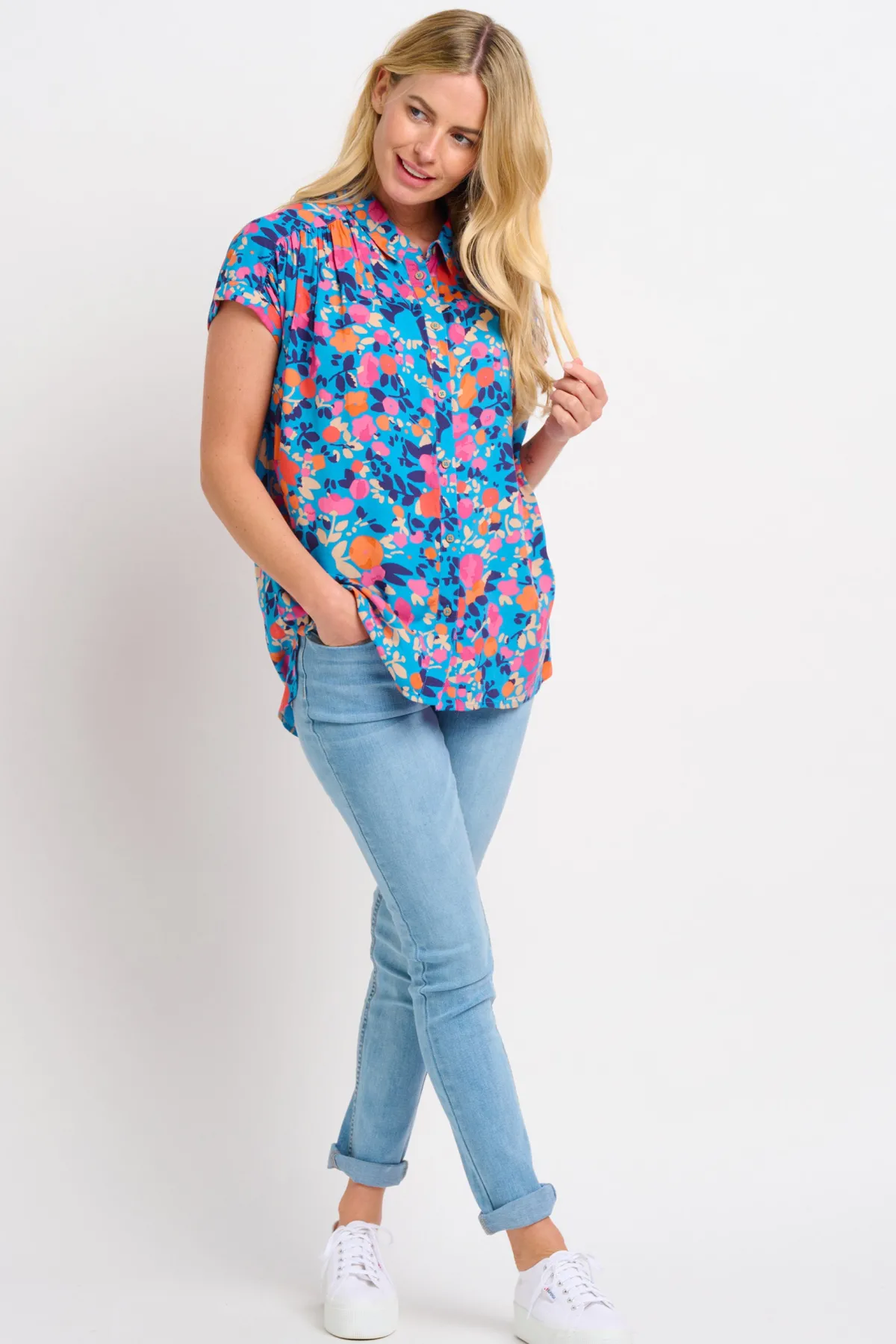 Brakeburn Bloom Floral Shirt Blue Flash Sale