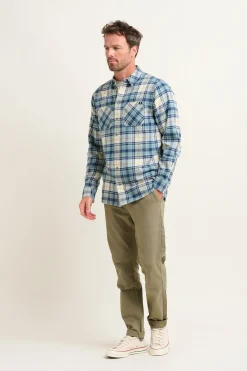 Brakeburn Blue Check Shirt Cream Online