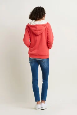 Brakeburn Borg Lined Zip Through Hoodie Coral Clearance