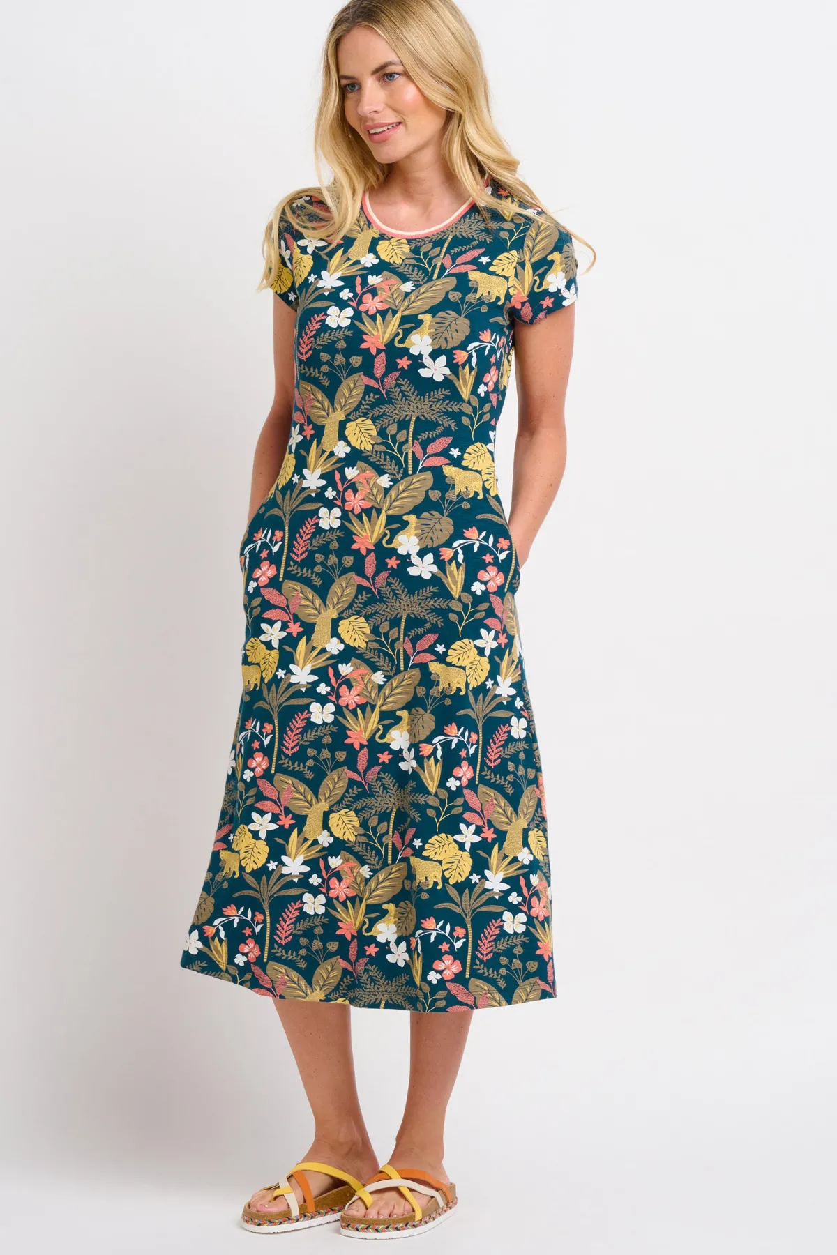Brakeburn Botanical Jungle Midi Dress Green Clearance