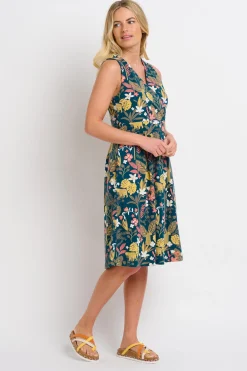 Brakeburn Botanical Jungle Wrap Dress Green Cheap