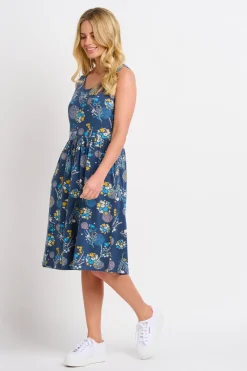 Brakeburn Bursting Blooms Sleeveless Dress Blue Shop