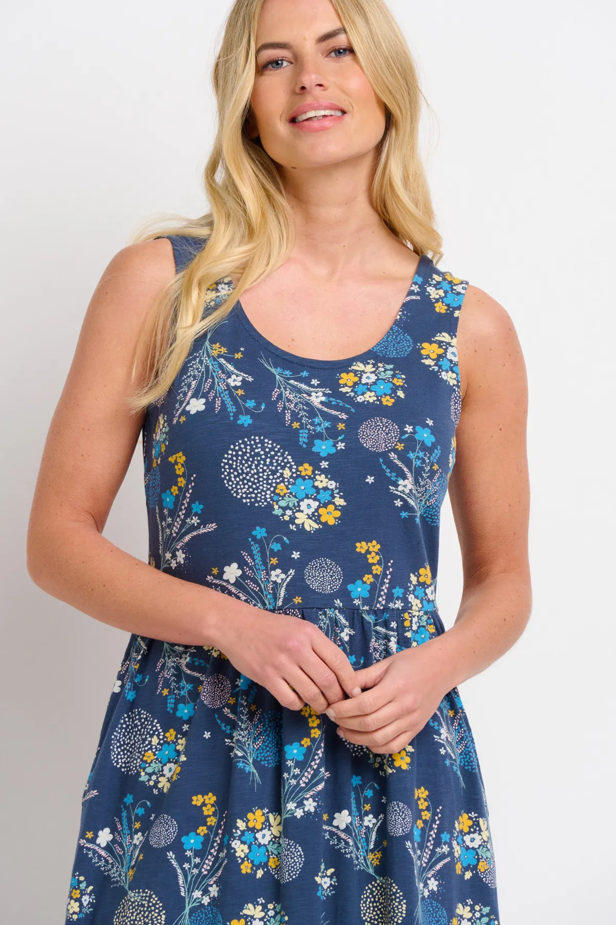 Brakeburn Bursting Blooms Sleeveless Dress Blue Shop