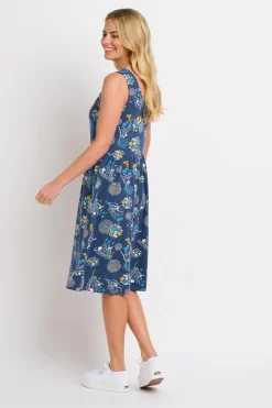 Brakeburn Bursting Blooms Sleeveless Dress Blue Shop