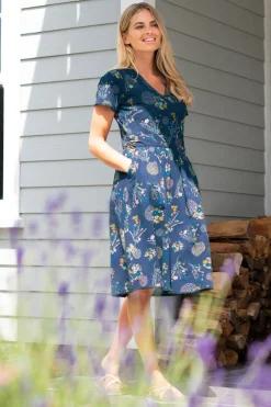 Brakeburn Bursting Blooms Wrap Dress Blue Best