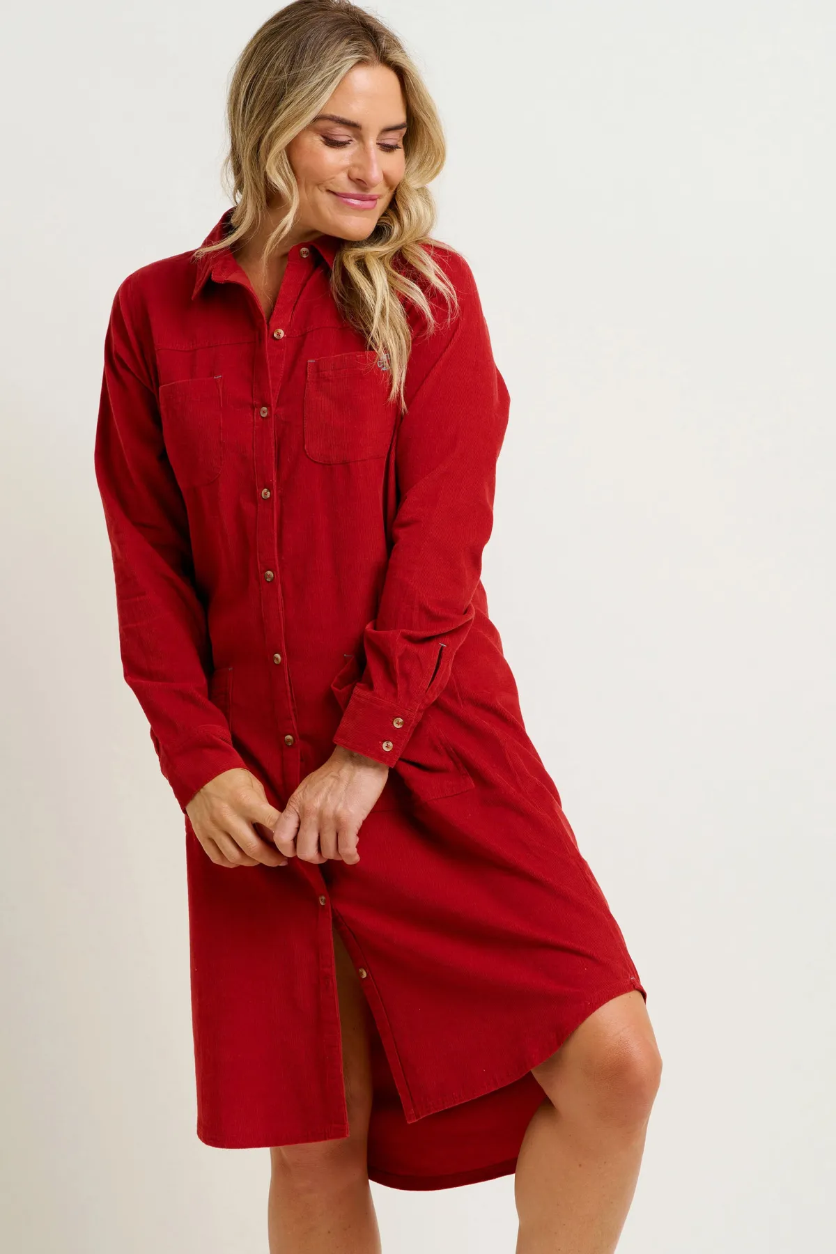 Brakeburn Cameron Cord Dress Orange Discount