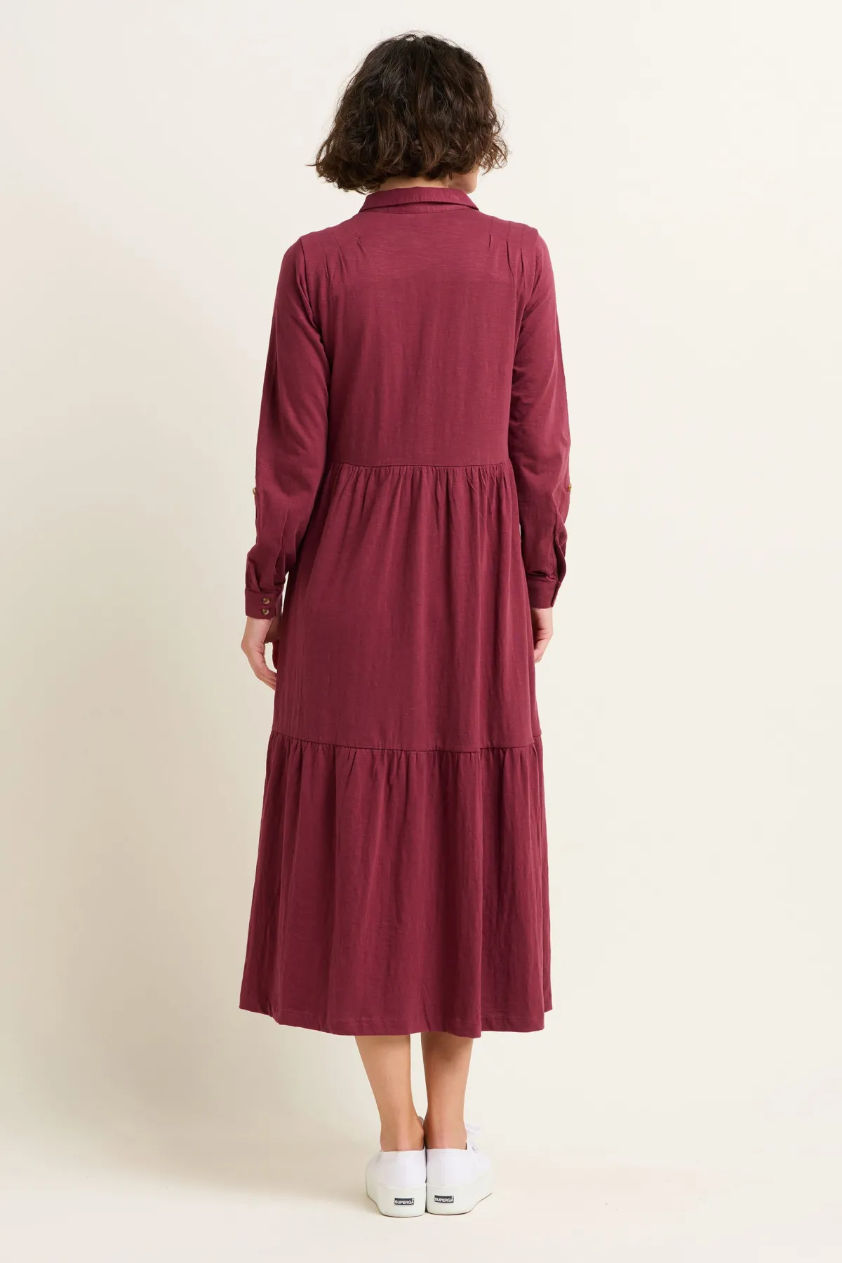 Brakeburn Charlotte Midaxi Shirt Dress Burgundy Sale