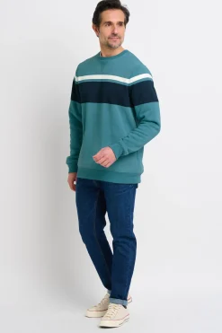 Brakeburn Chest Stripe Crew Neck Sweat Blue Cheap