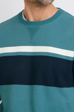 Brakeburn Chest Stripe Crew Neck Sweat Blue Cheap