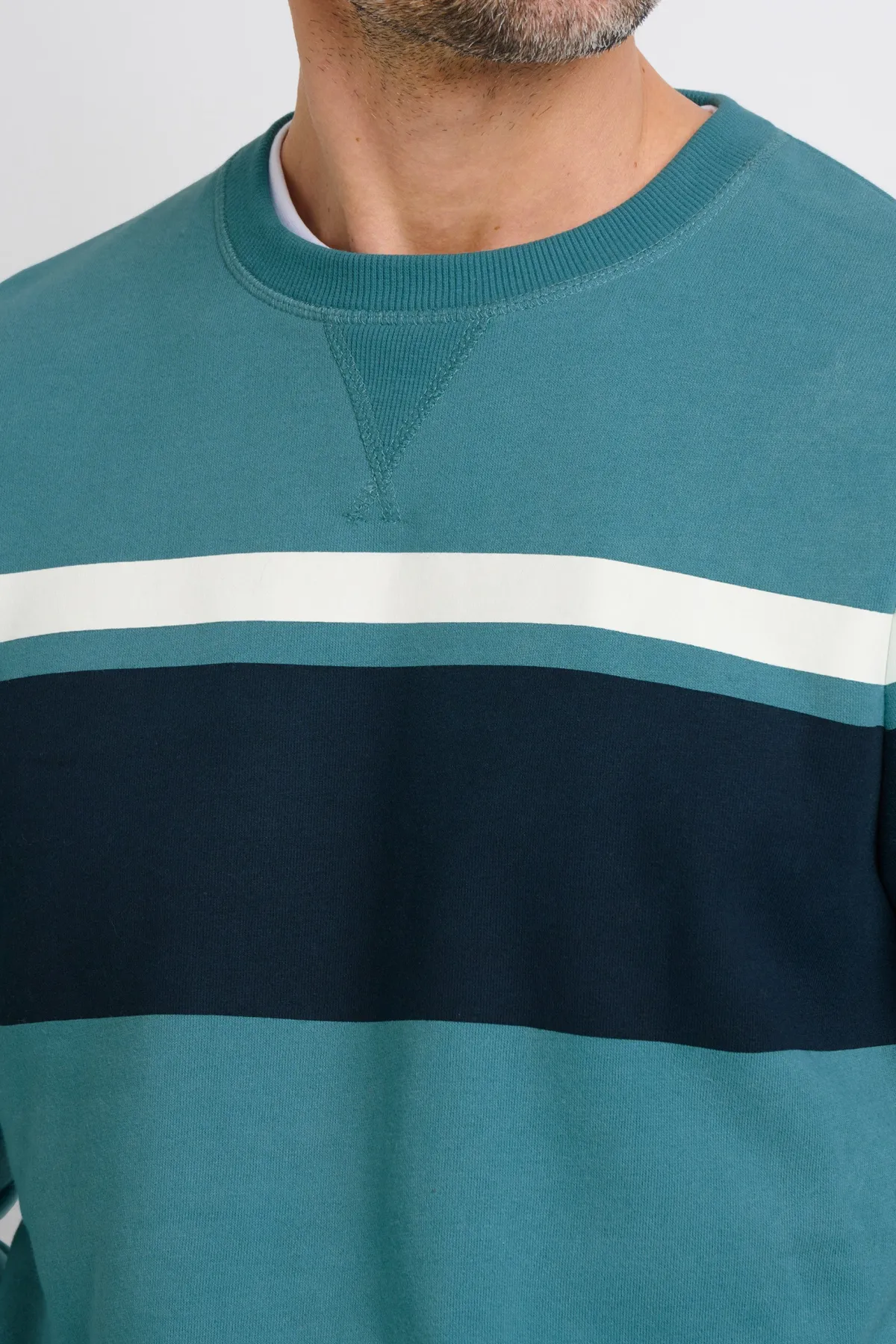 Brakeburn Chest Stripe Crew Neck Sweat Blue Cheap