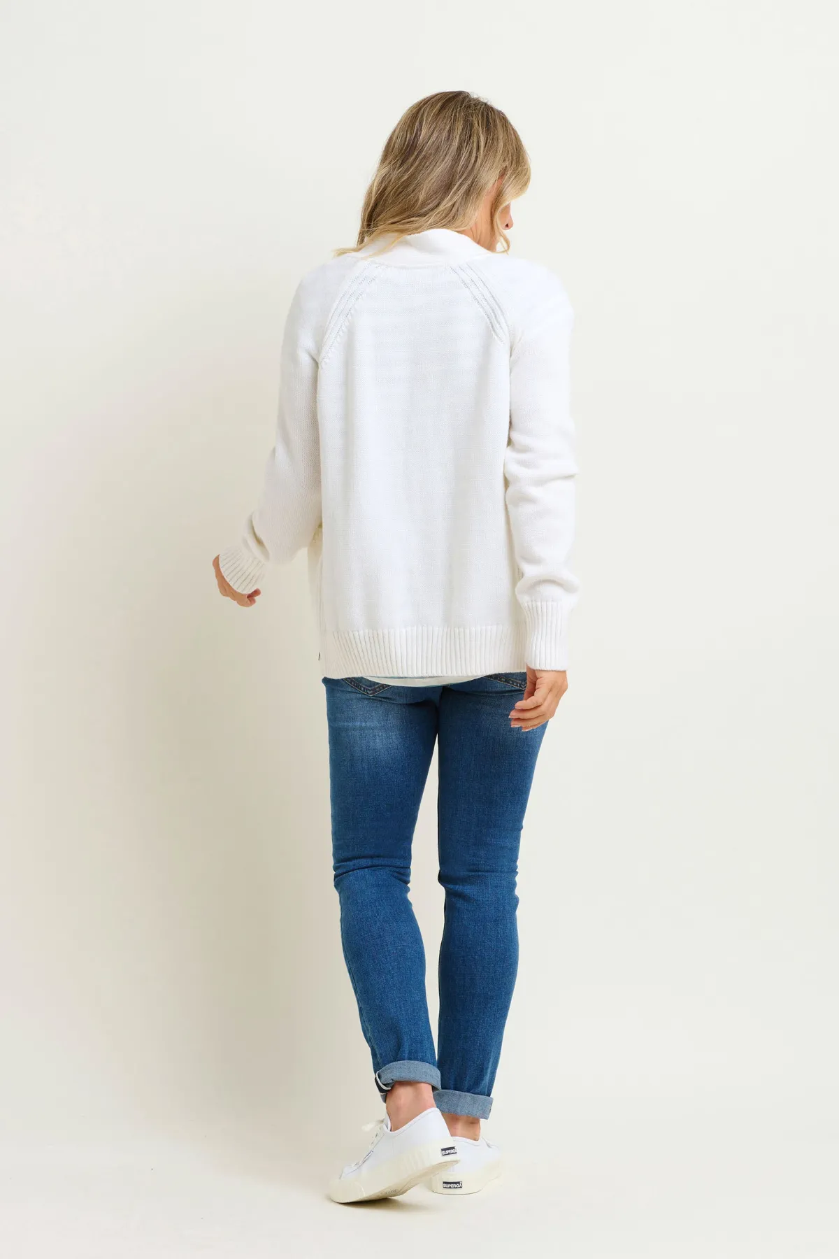 Brakeburn Chunky White Cardigan Cream Best Sale