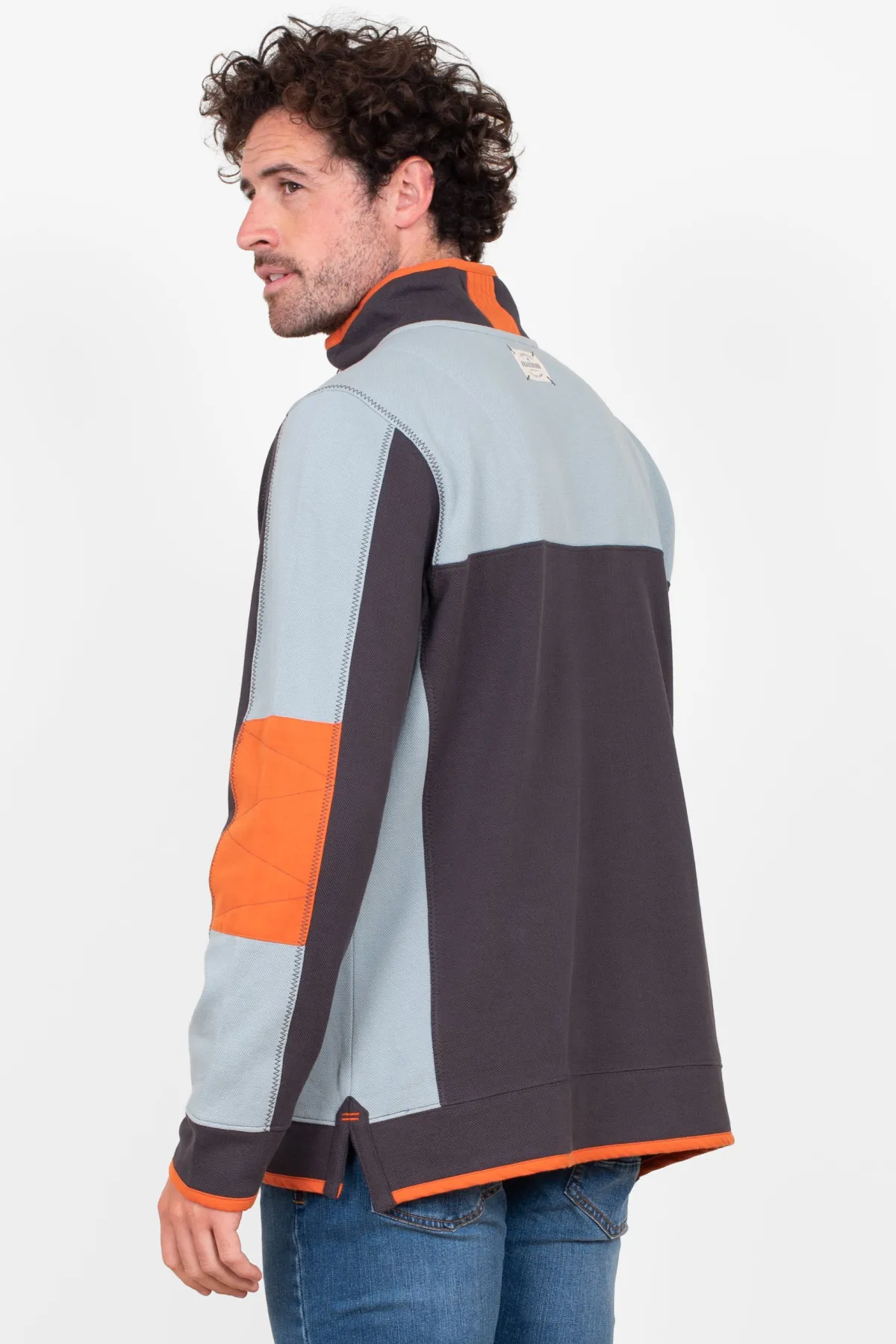 Brakeburn Colour Block 1/4 Zip Blue Best Sale