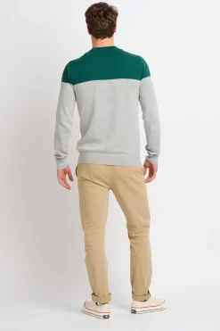 Brakeburn Colour Block Crew Neck Jumper Green Best Sale