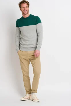 Brakeburn Colour Block Crew Neck Jumper Green Best Sale