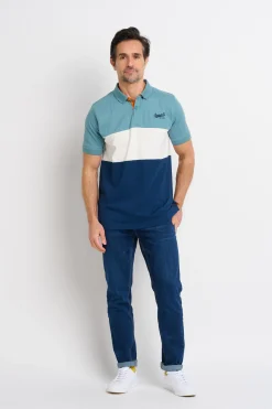 Brakeburn Colour Block Polo Shirt Blue Discount