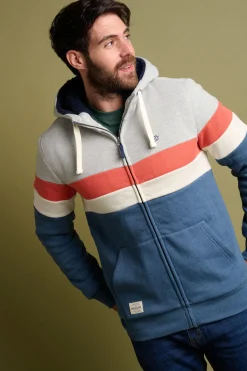 Brakeburn Colour Block Zip Thru Hoodie Grey New