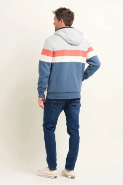 Brakeburn Colour Block Zip Thru Hoodie Grey New