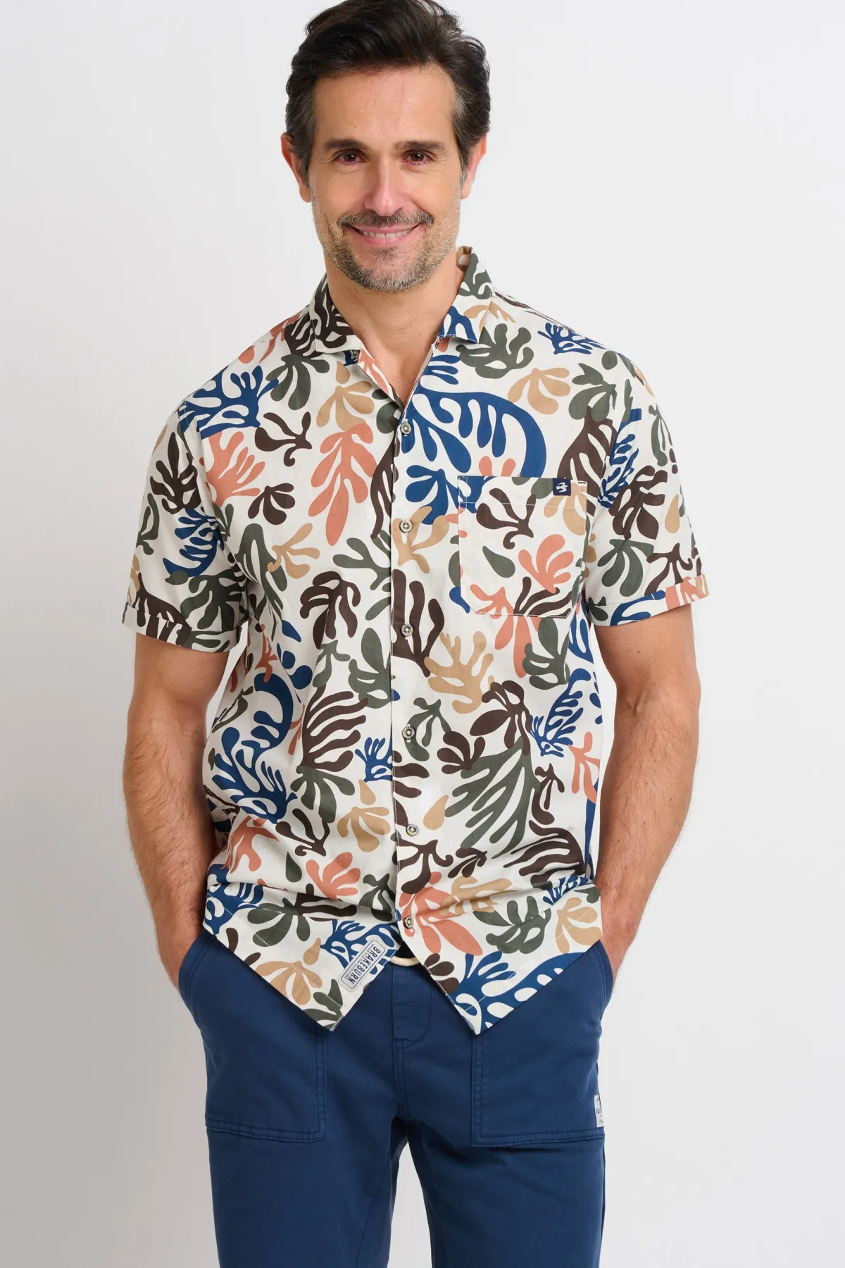 Brakeburn Coral Resort Shirt Blue Fashion