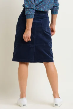 Brakeburn Cord Midi Skirt Navy Best