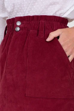 Brakeburn Corduroy Skirt Burgundy Hot