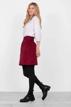 Brakeburn Corduroy Skirt Burgundy Hot
