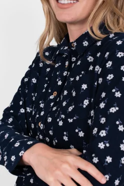 Brakeburn Daisy Cord Shirt Navy Discount