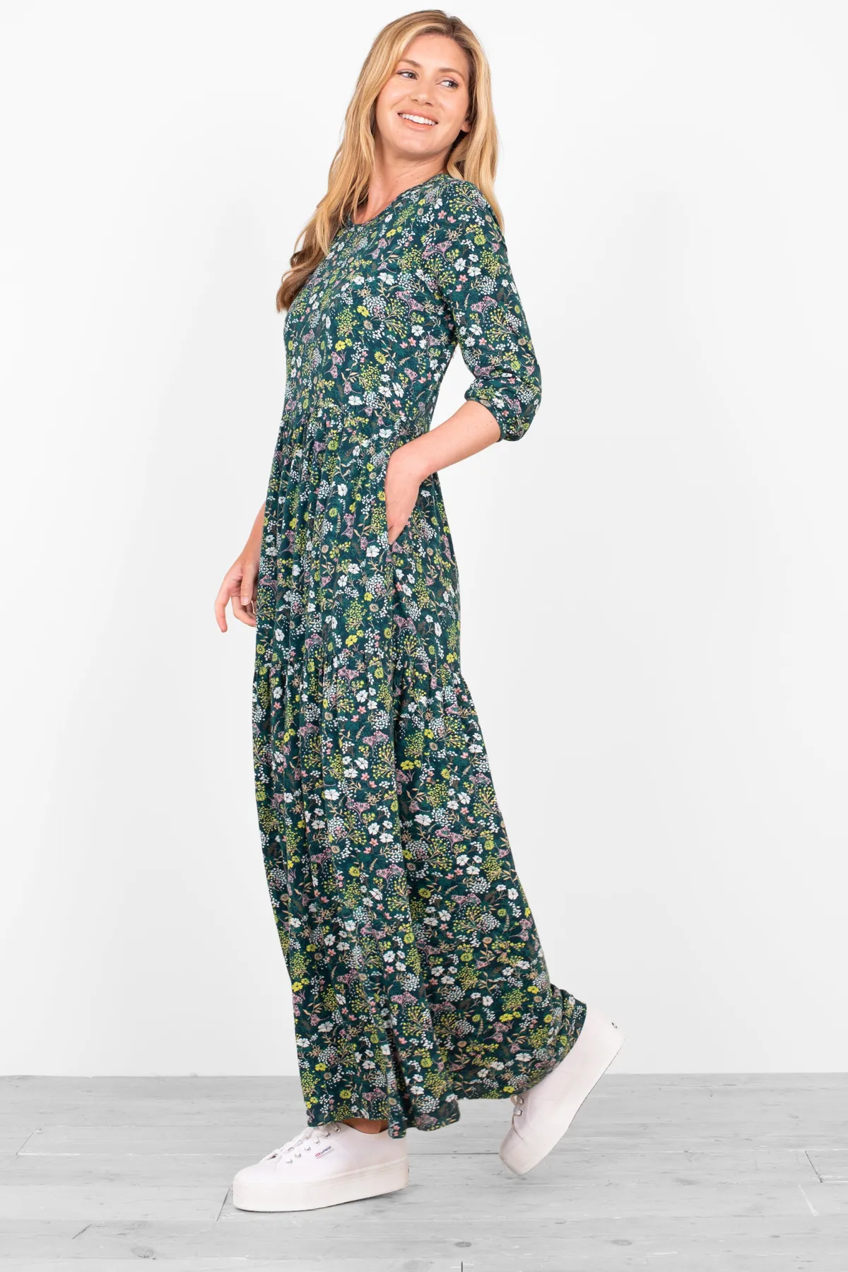 Brakeburn Ditsy Jersey Dress Green Flash Sale