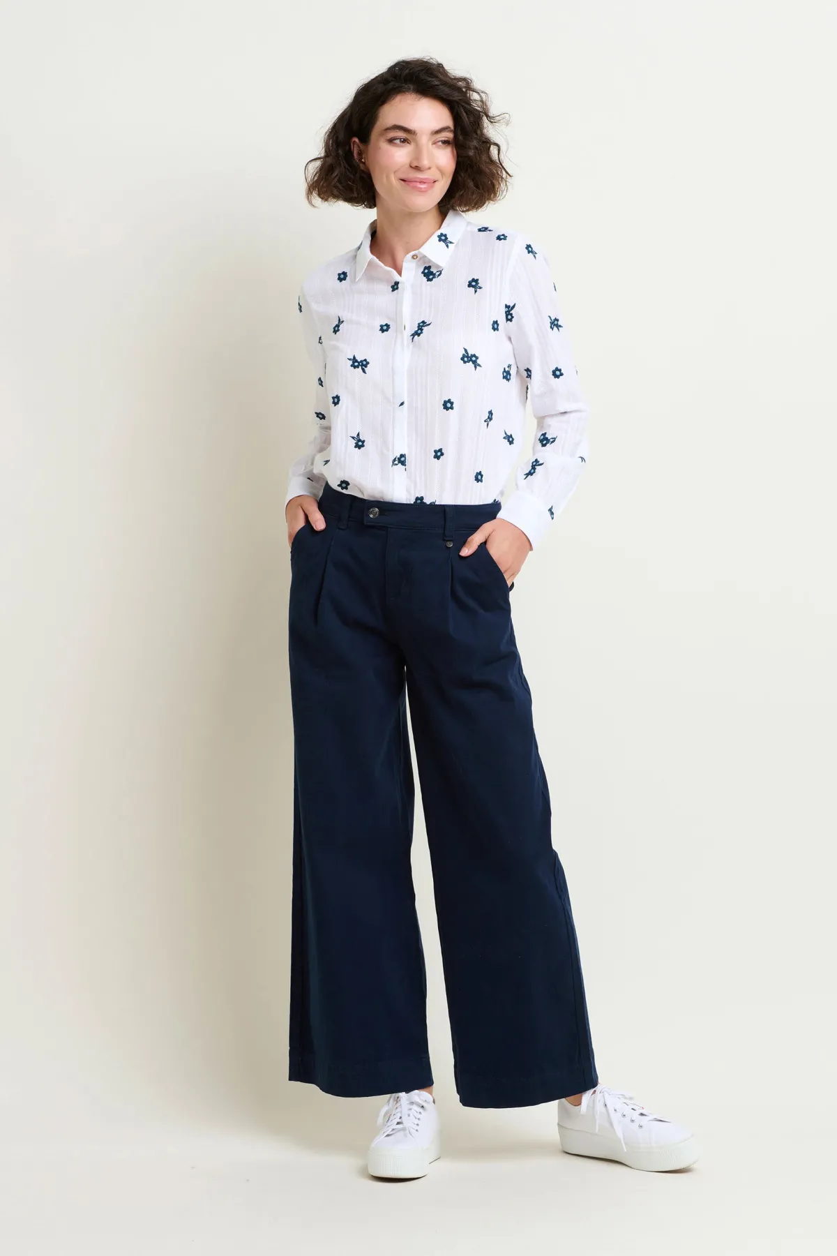 Brakeburn Double Pleat Front Trousers Navy Clearance