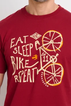 Brakeburn Eat Sleep Bike Tee Burgundy Cheap
